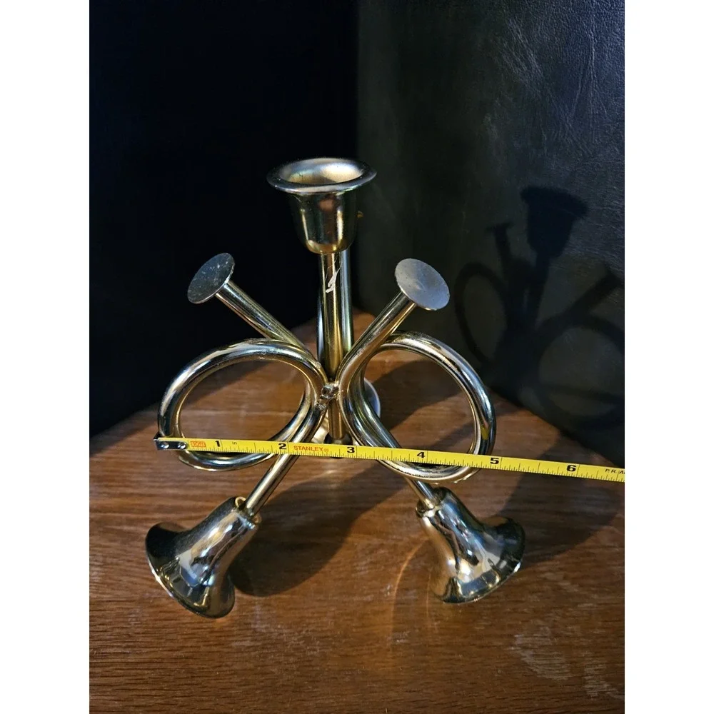 Brass Colored Trumpet Candle Holder